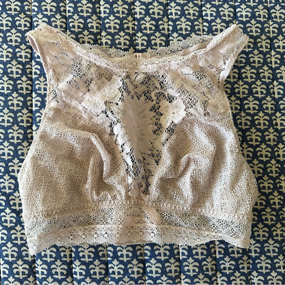 VS Lace High Neck Bralette Light Pink